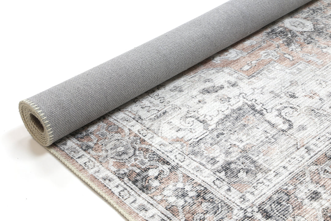 Distressed Vintage Cezanne Blush Washable Rug - VITAL 3082-11
