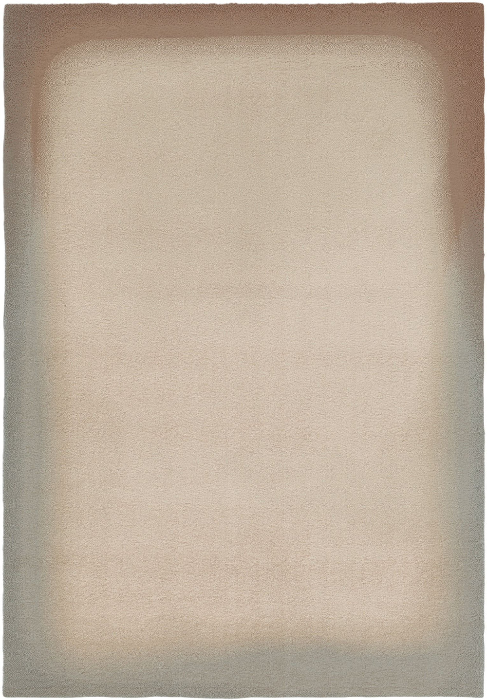 Rectangular rug with a soft beige center and shaded border
