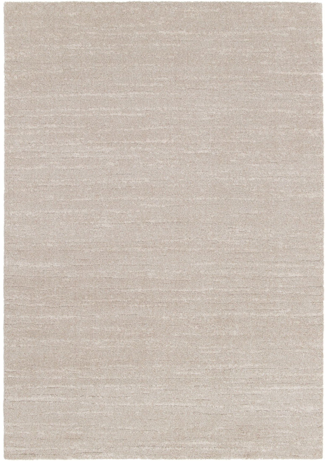 Top-down full view of rectangular beige rug.