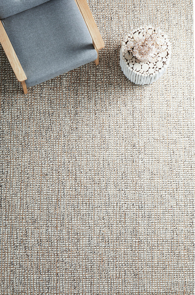 Full view of Arabella grey area rug showing premium Scandinavian design in elegant room setting