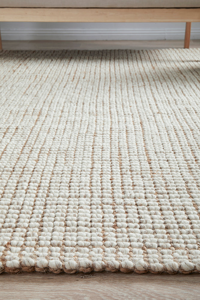 Arabella natural runner rug highlighting premium wool jute blend and hand-loomed craftsmanship