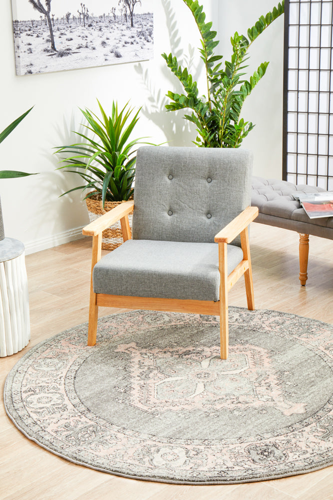 Leoforos 703 Grey Round Rug