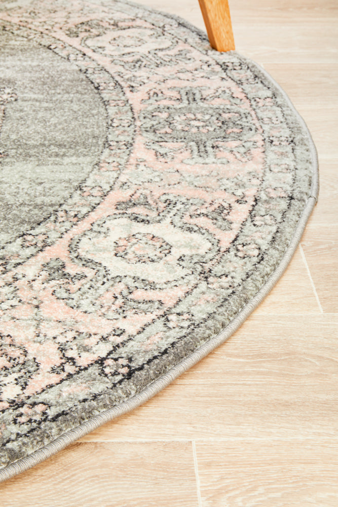 Leoforos 703 Grey Round Rug