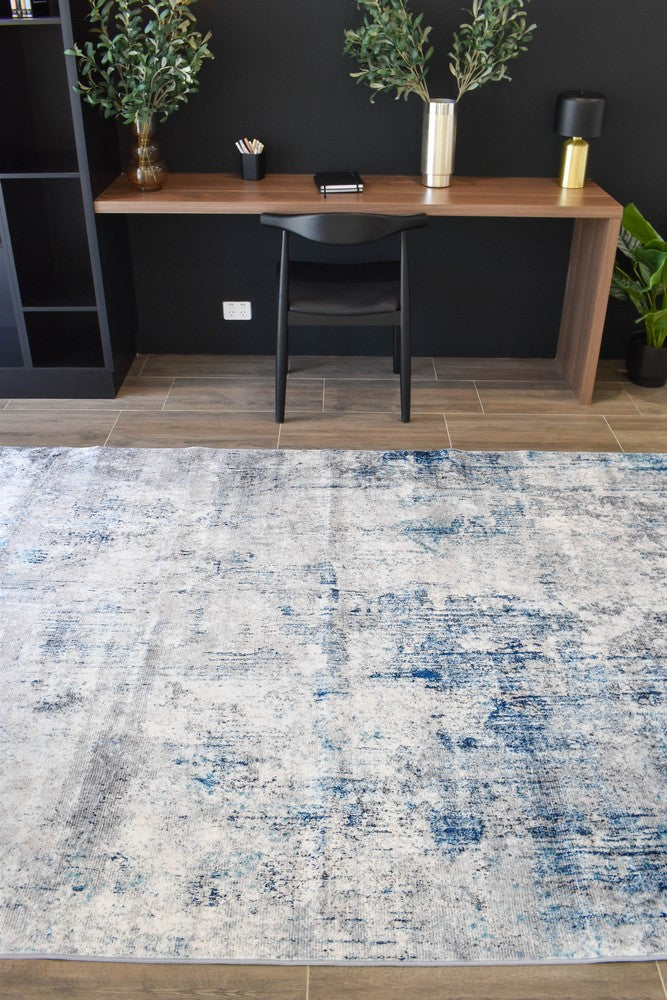 Luna Ocean Blue Washable Rug