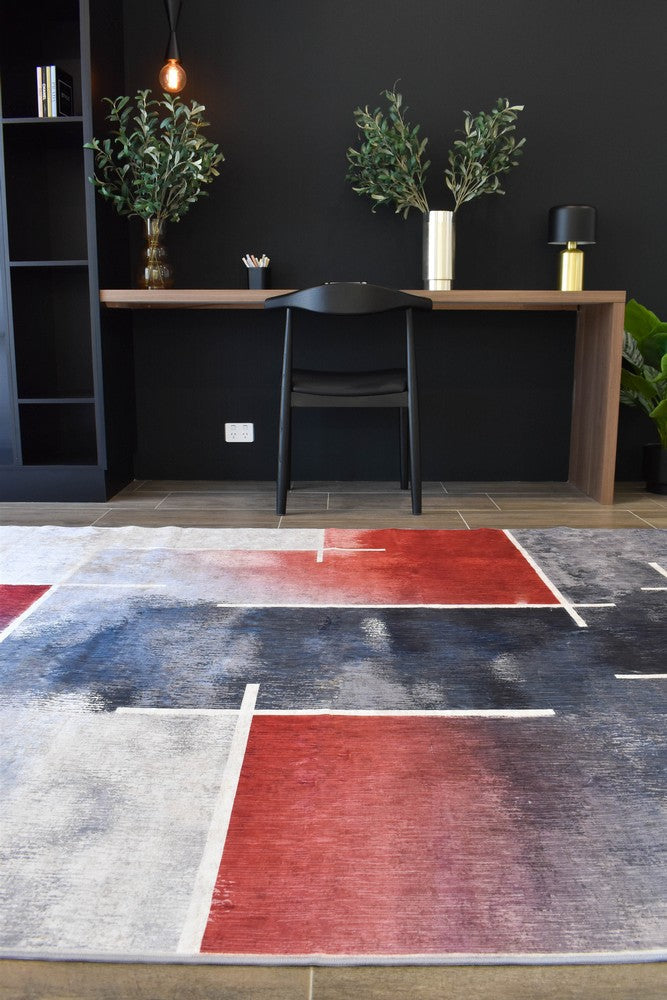 Luna Red Ash Washable Rug
