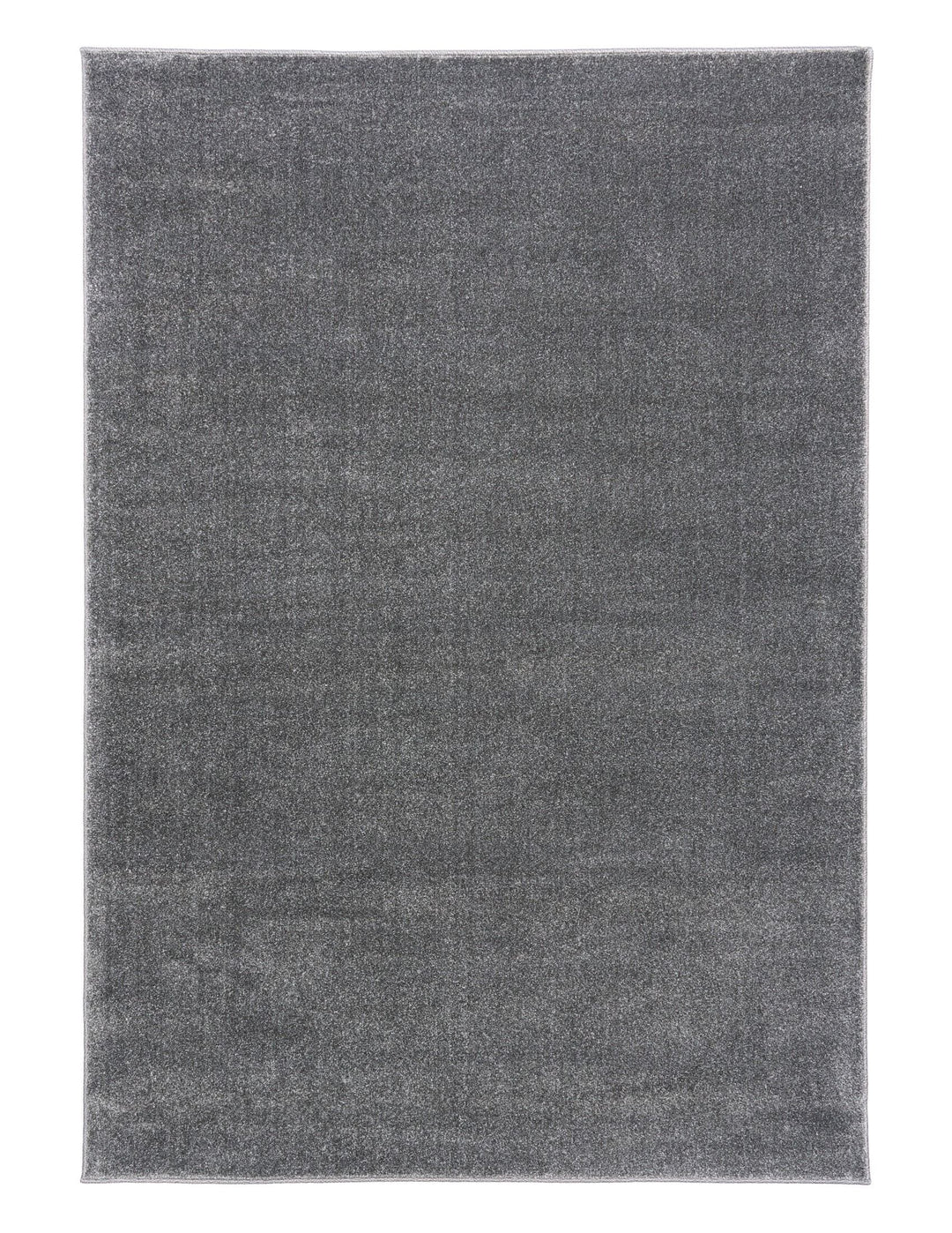 Grey area rug displayed flat against a white background.