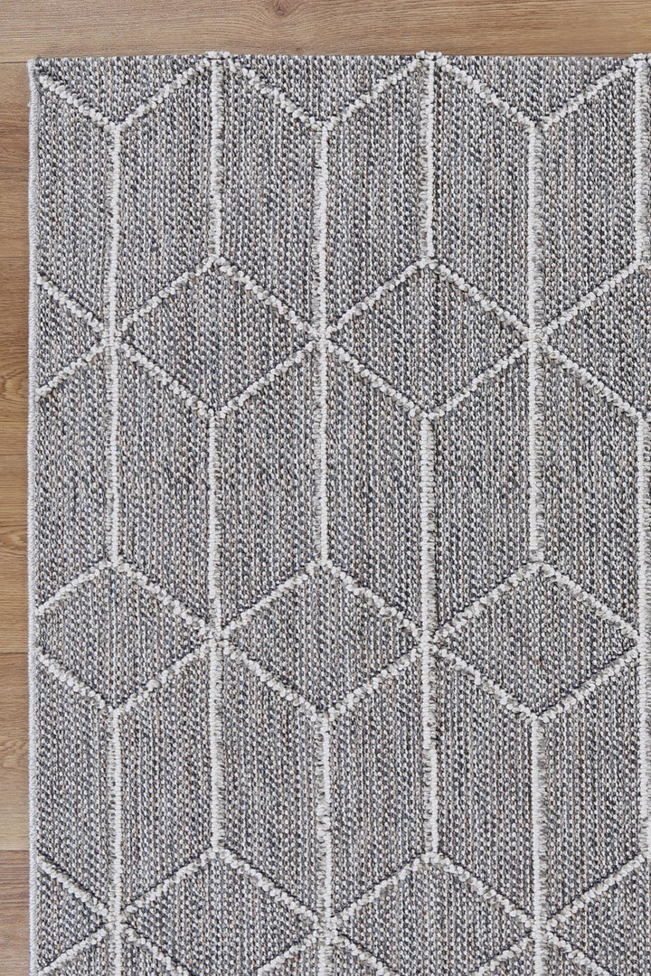 Villa Sikua Grey Geometric Flatweave Rug