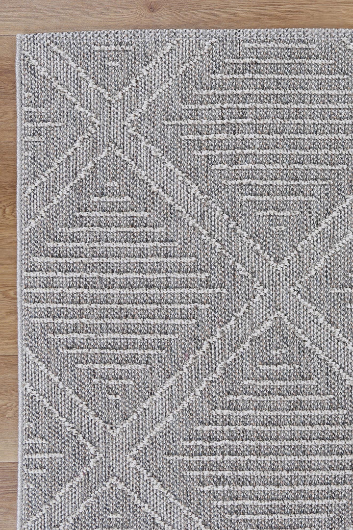 Villa Vouza Grey Geometric Flatweave Rug