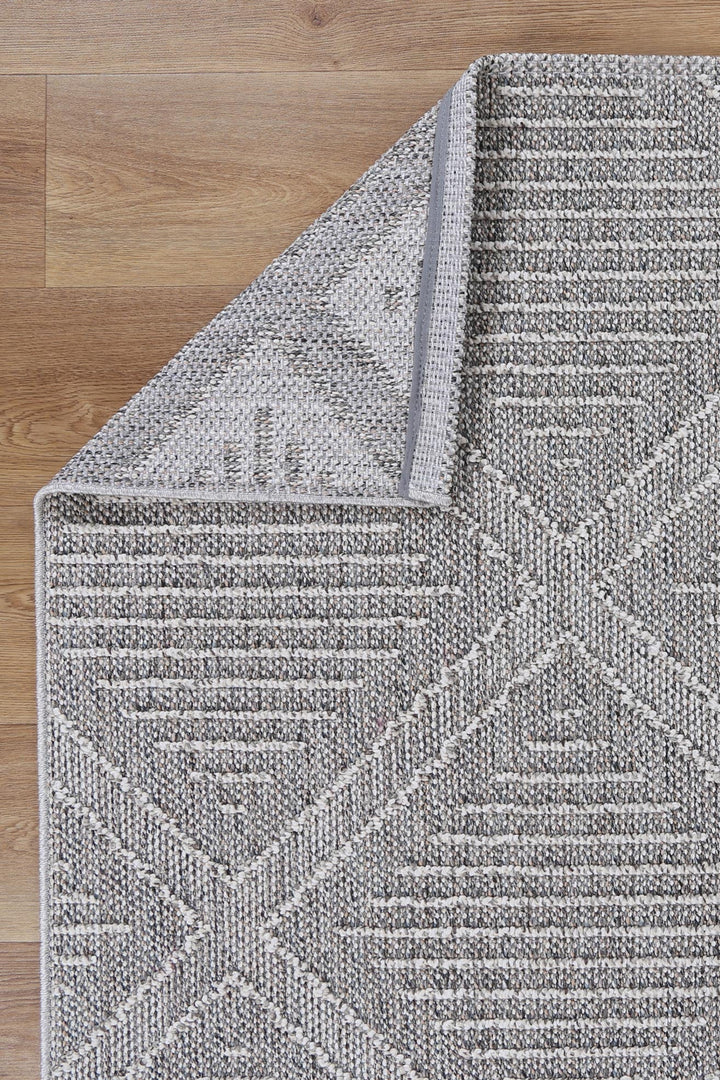 Villa Vouza Grey Geometric Flatweave Rug