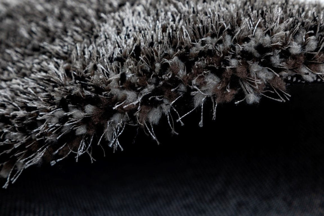 Lucas Brown Black Grey Black Shaggy Rug