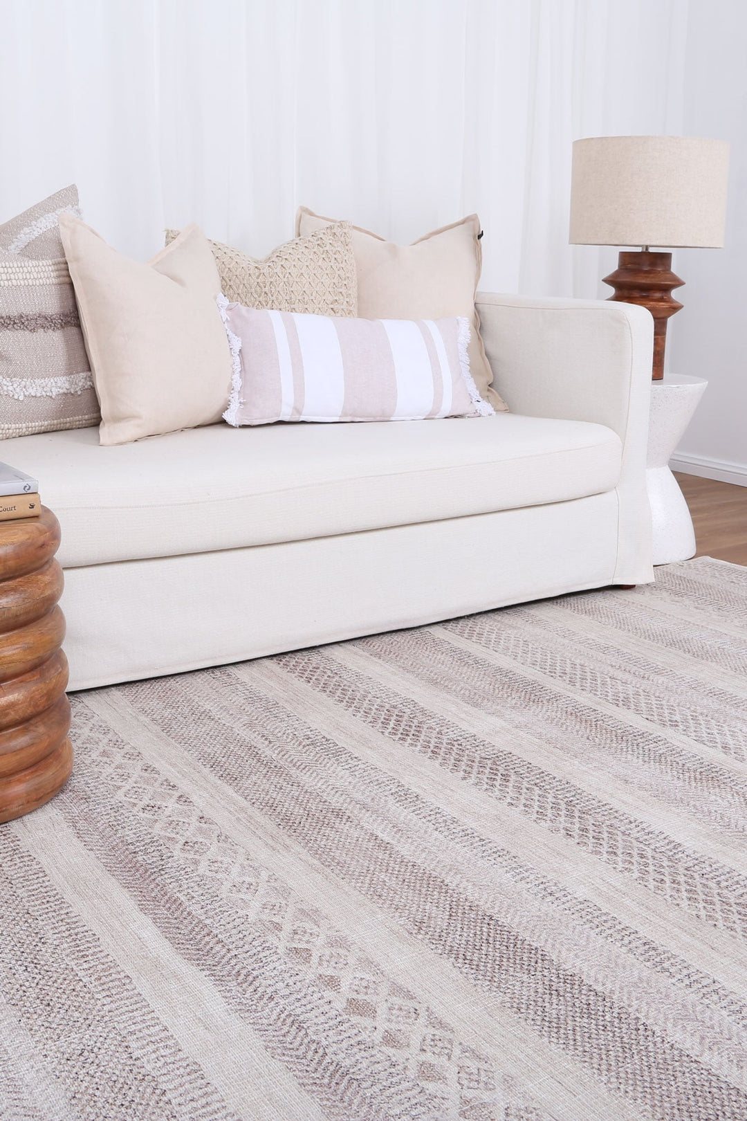 Mojave Lines Desert Beige Washable Rug - VITAL 1093-00