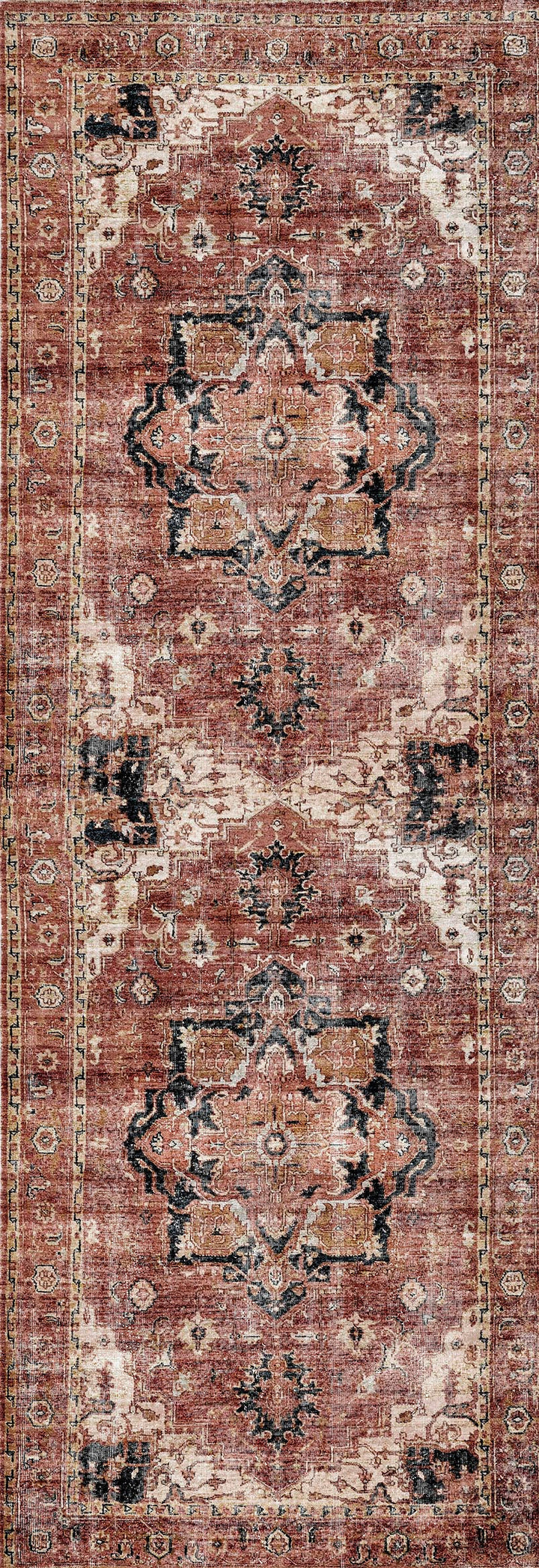 Distressed Vintage Cezanne Terracotta Runner - VITAL 2244-01