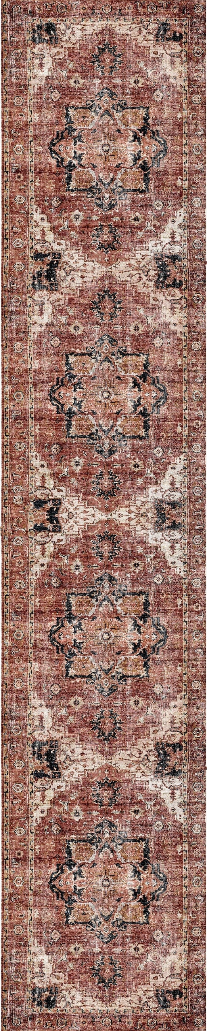 Distressed Vintage Cezanne Terracotta Runner - VITAL 2244-01