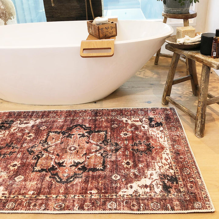 Distressed Vintage Cezanne Terracotta Runner - VITAL 2244-01