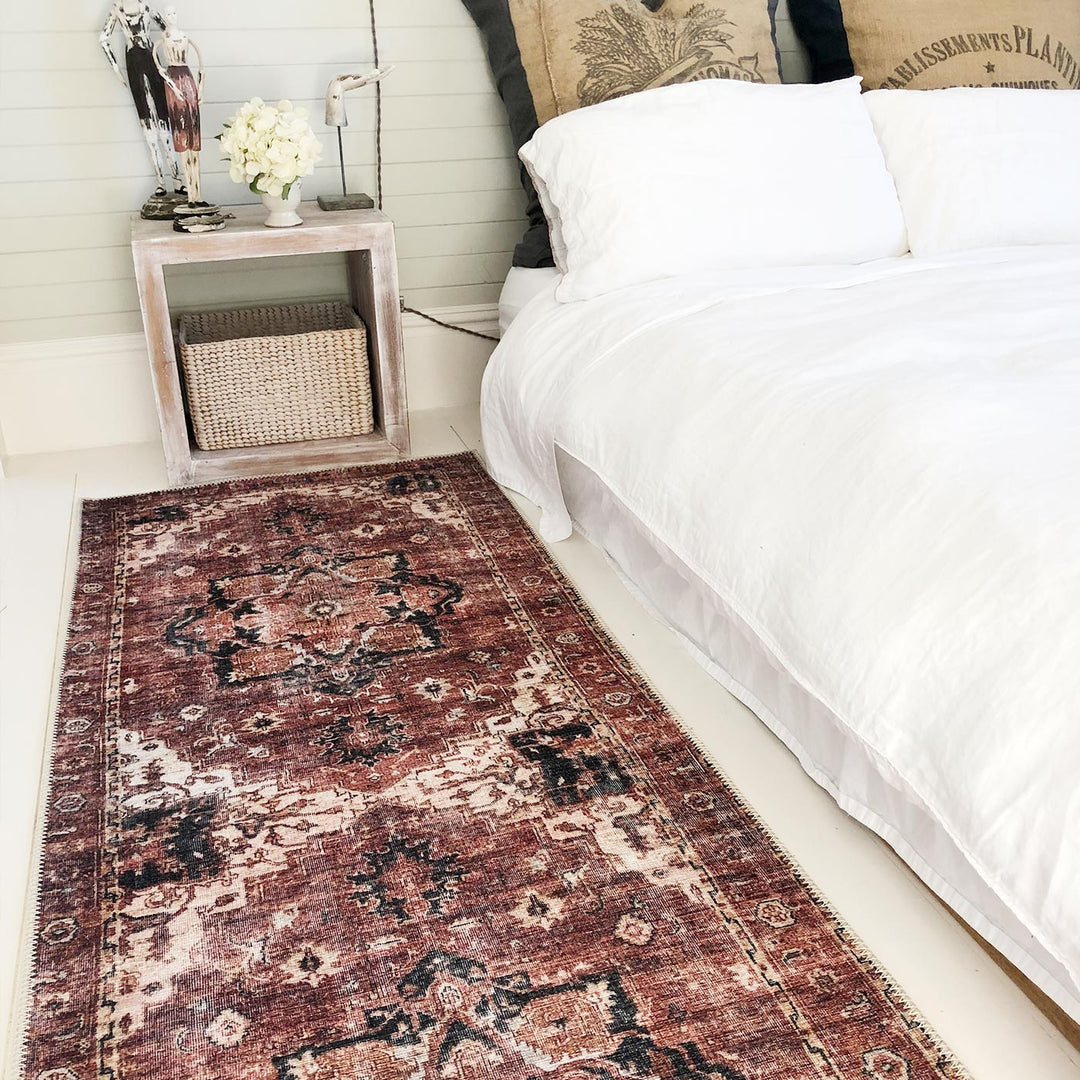 Distressed Vintage Cezanne Terracotta Runner - VITAL 2244-01