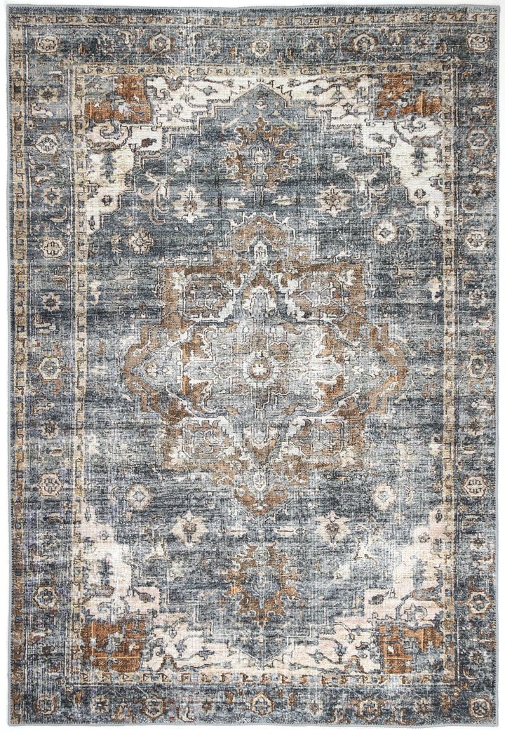 Distressed Vintage Cezanne Rabbit Gray Inca Gold Area Rug - VITAL 2244-04