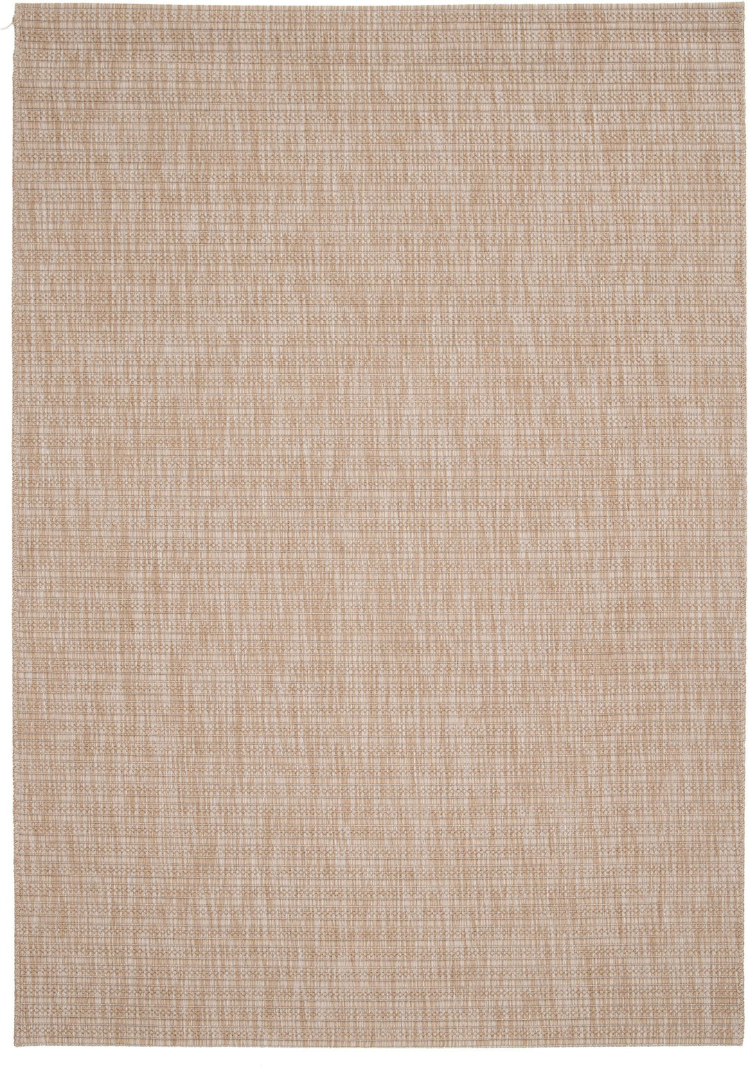 Overhead view of Barton rug in Sand with tonal basketweave texture and clean borderless edge.