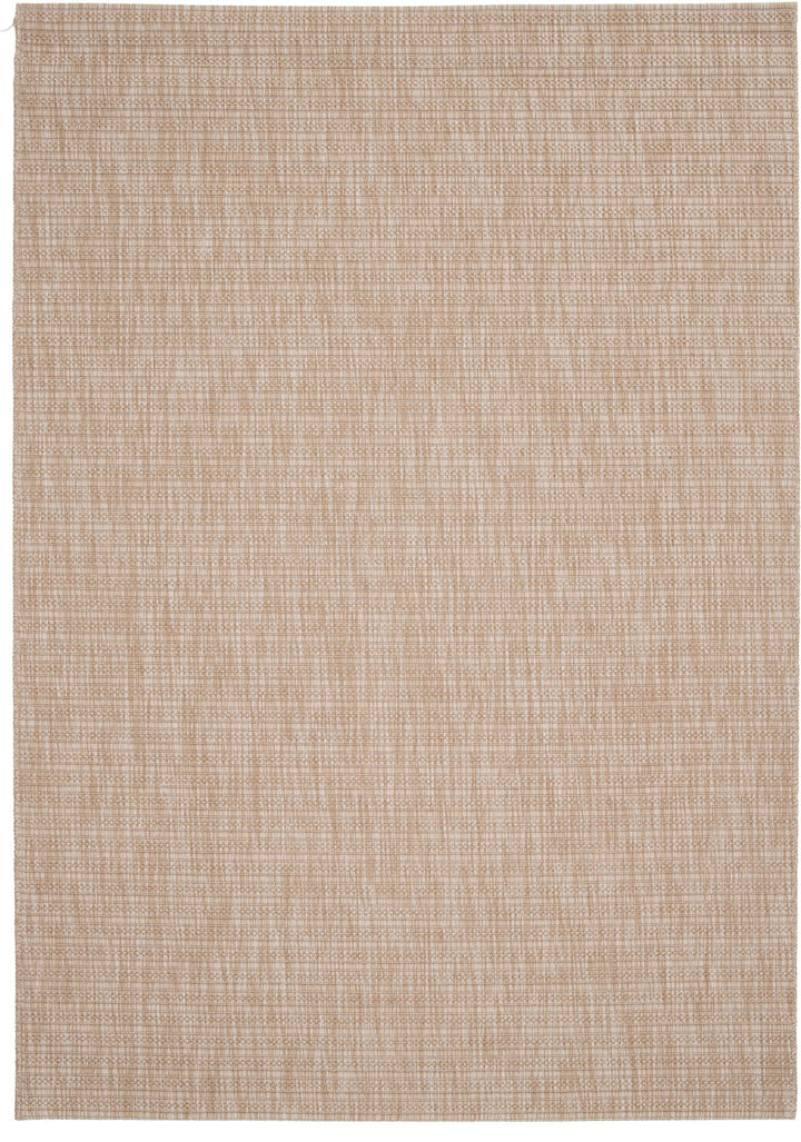 Overhead view of Barton rug in Sand with tonal basketweave texture and clean borderless edge.