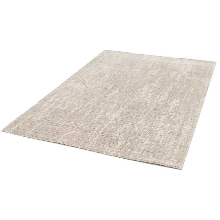 Beige area rug displayed on a white background.