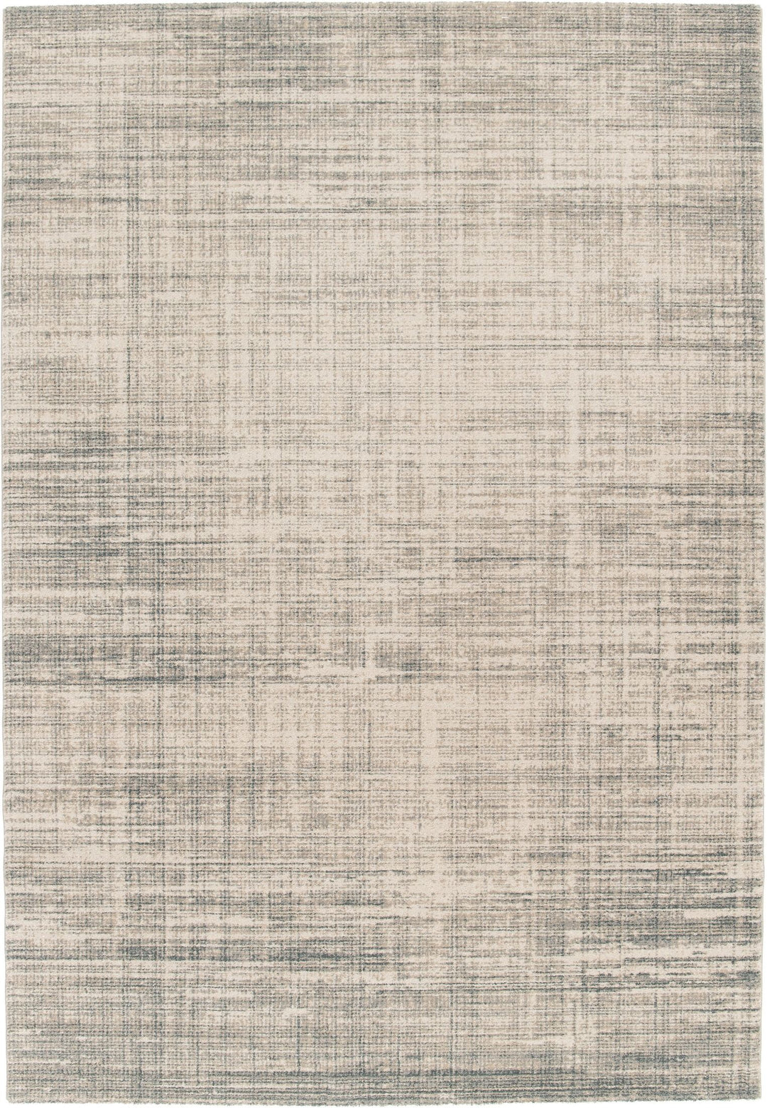 Full view of rug with a subtle grey abstract pattern.