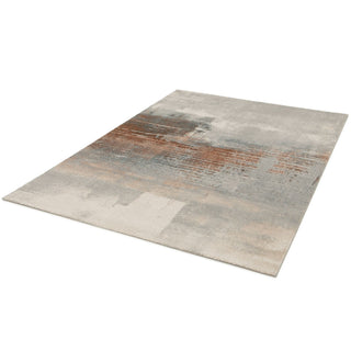 Modern abstract rug in grey and rust colors.