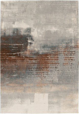 Top-down view of patterned abstract rug.