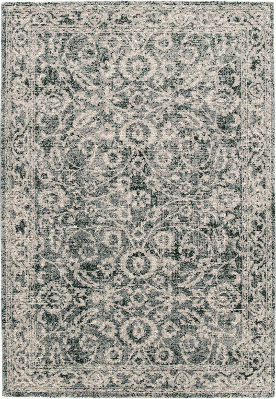 Top view of a rectangular abstract rug design.
