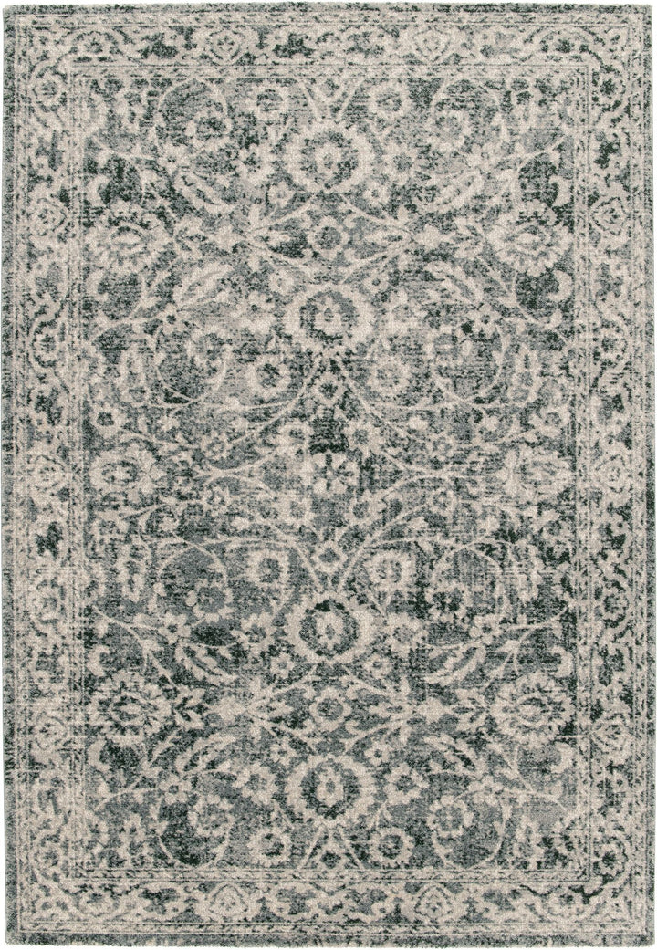 Top view of a rectangular abstract rug design.
