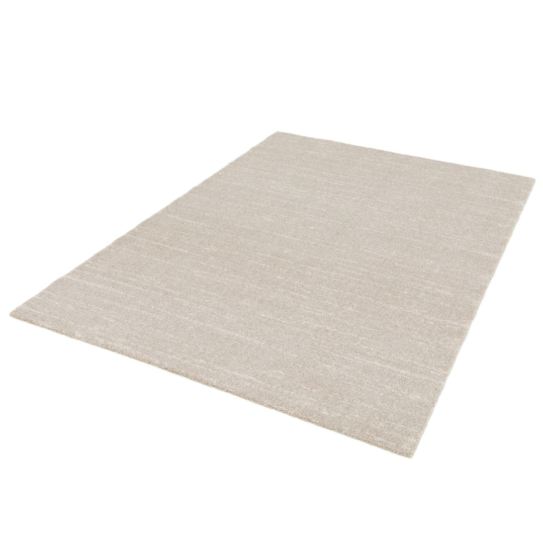 Full beige rug displayed on white background.