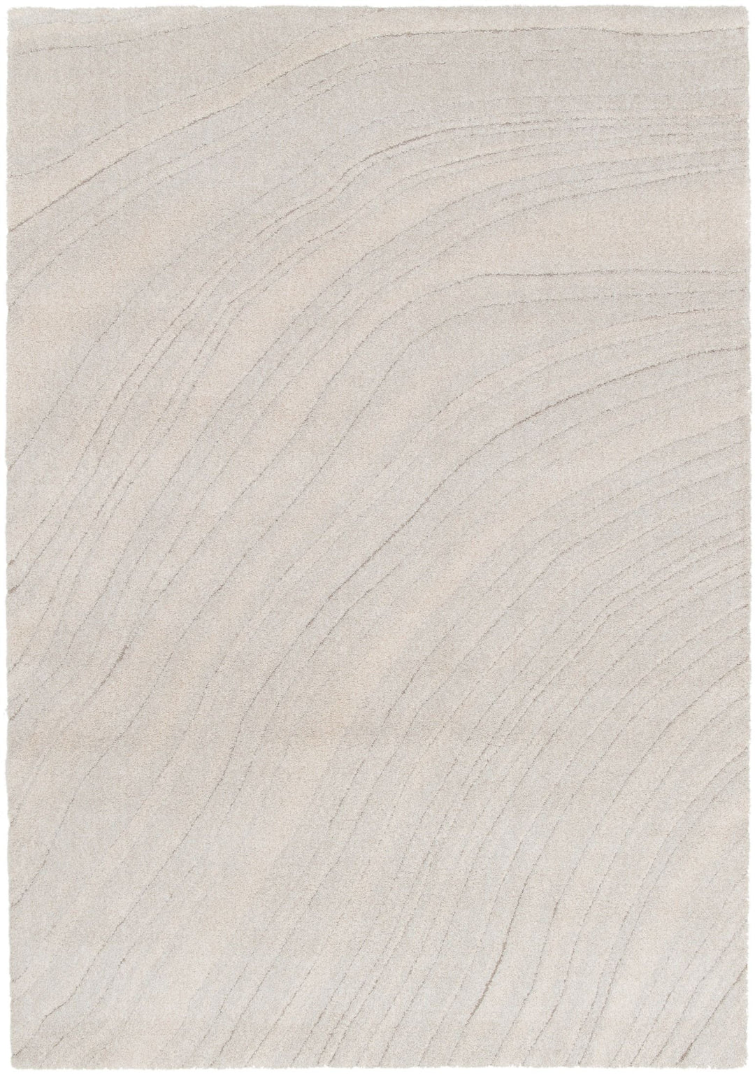 Top-down view of rectangular cream rug with light texture.