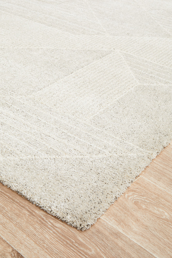 Soft plush grey geometric rug Alpine 822 - Melbourne rug store