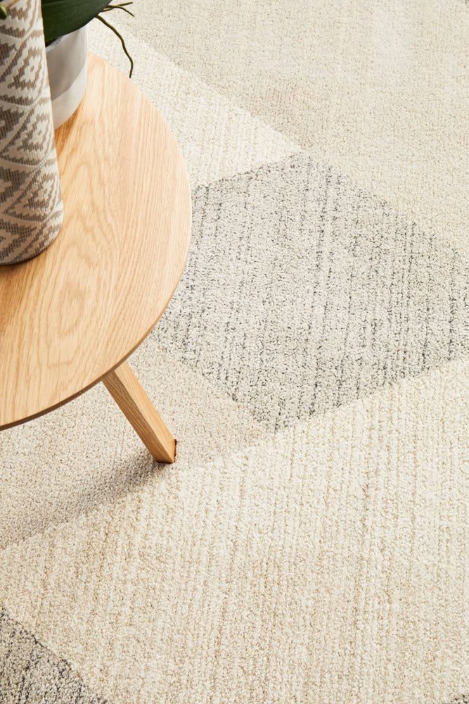 Alpine 833 Stone rug mid shag texture and geometric pattern