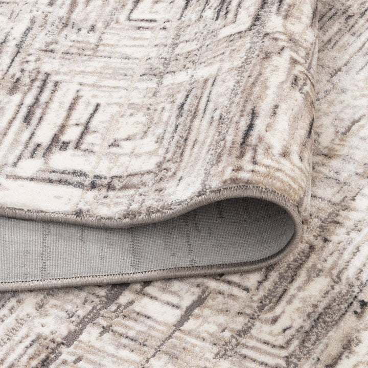 Atina Distressed Geo Squares Grey Rug - AT03