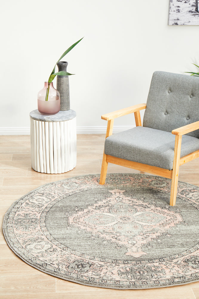 Leoforos 703 Grey Round Rug