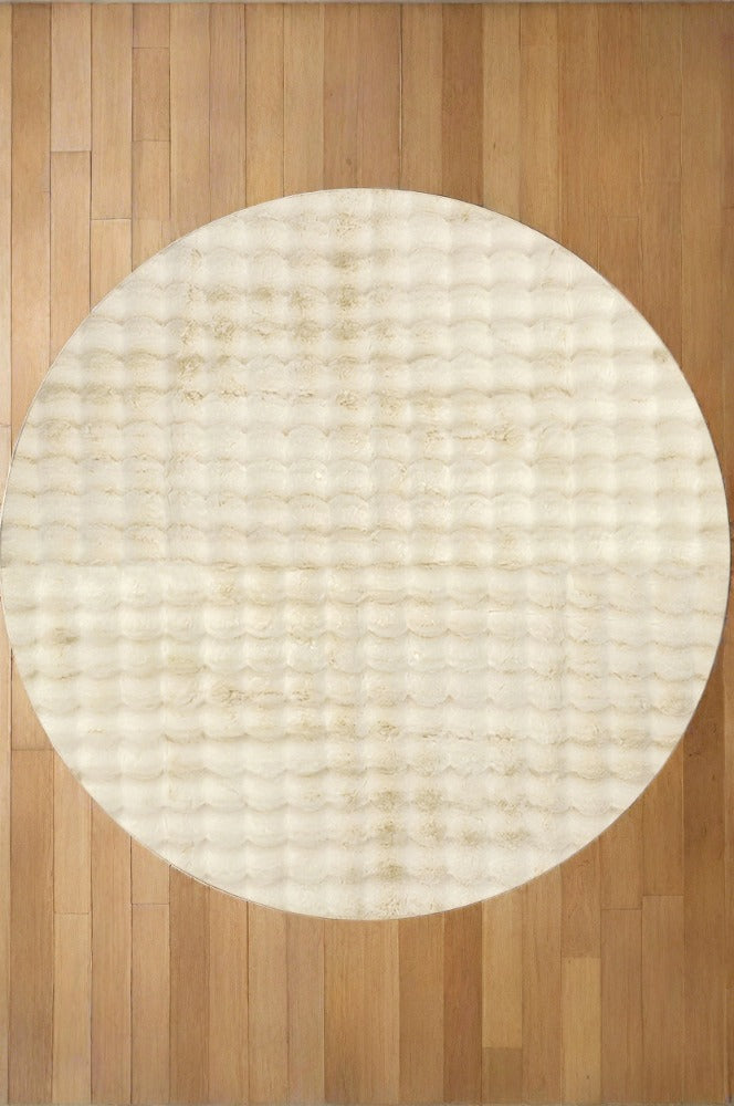 Bubble Natural Round - Machine Washable Rug