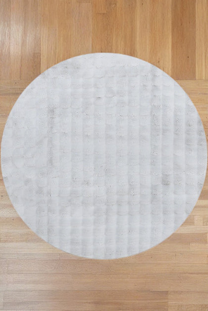 Bubble Silver Round - Machine Washable Rug