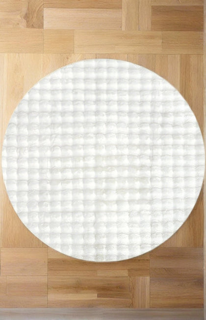 Bubble White Round - Machine Washable Rug