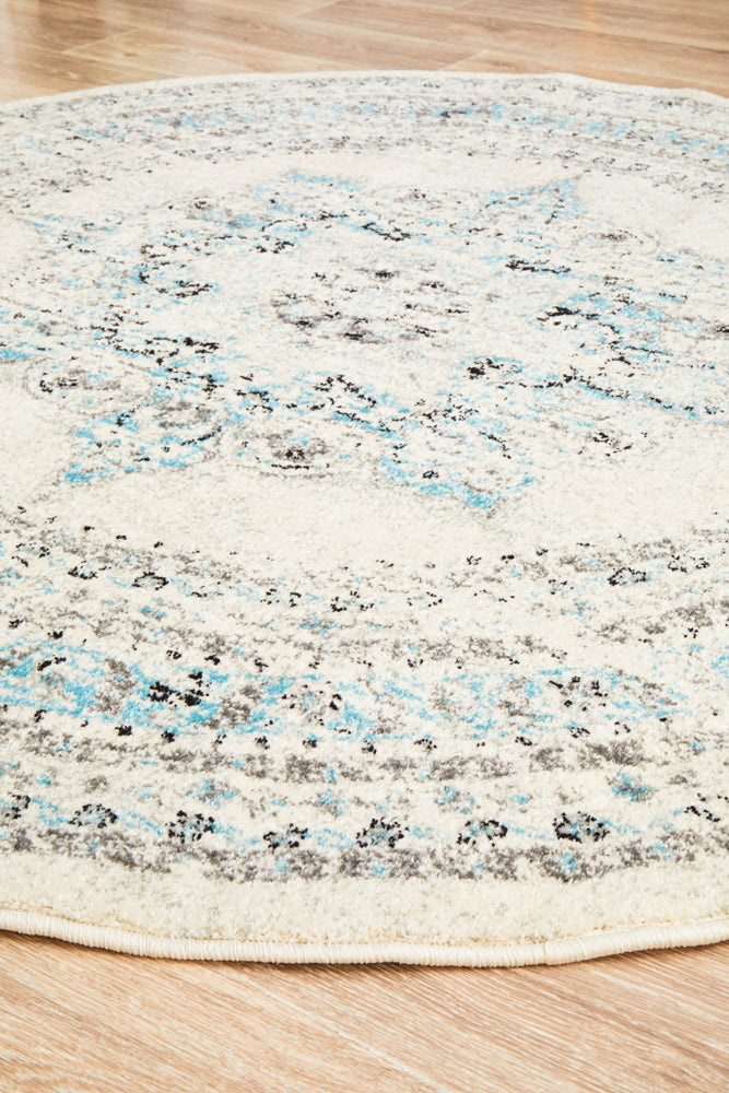 Epoch 922 White Round Rug