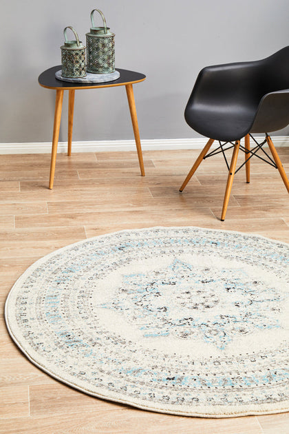Epoch 922 White Round Rug