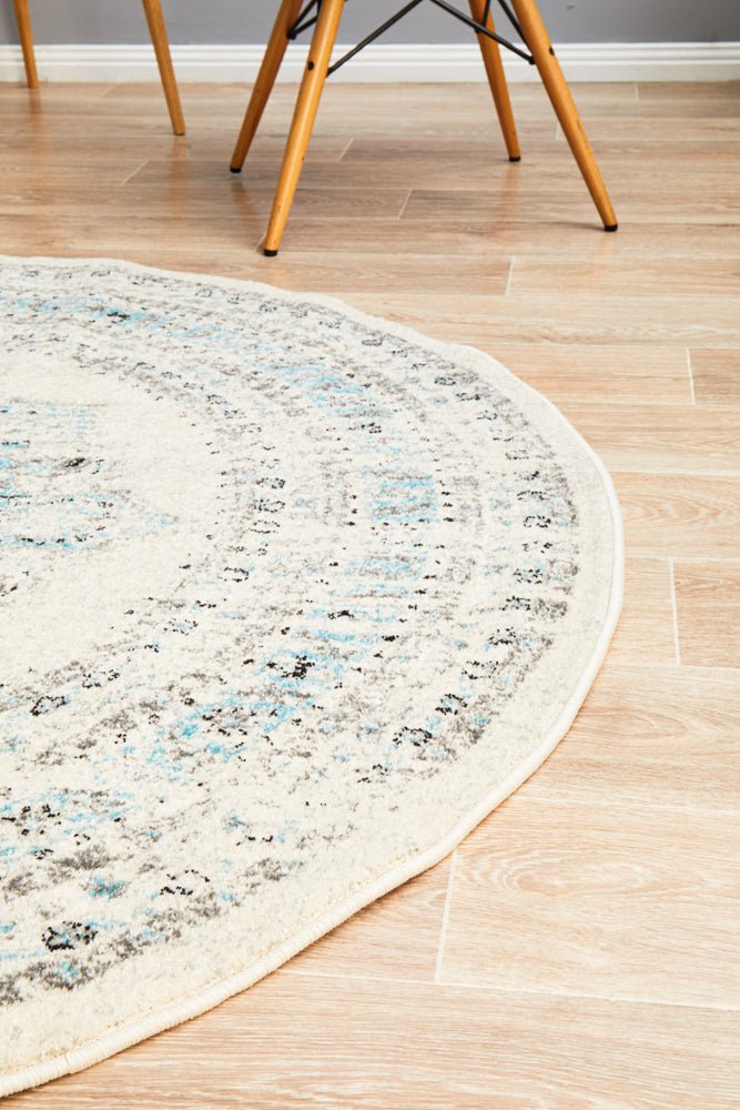 Epoch 922 White Round Rug