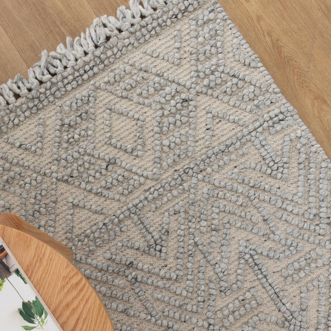 Diego Tribal Grey Wool Rug - DIEG02