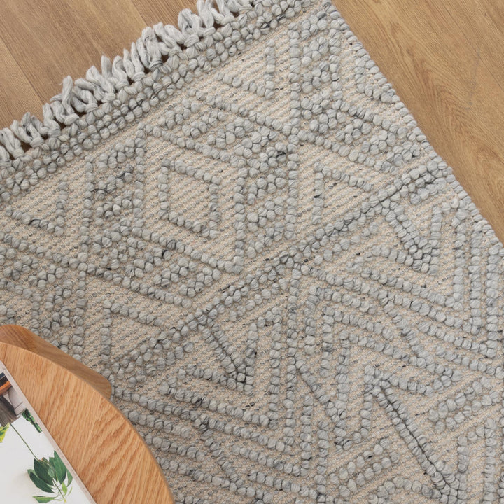 Diego Tribal Grey Wool Rug - DIEG02
