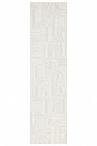 Ontario Cream Hallway Runner Rug – overhead flat lay view showing full geometric arch pattern