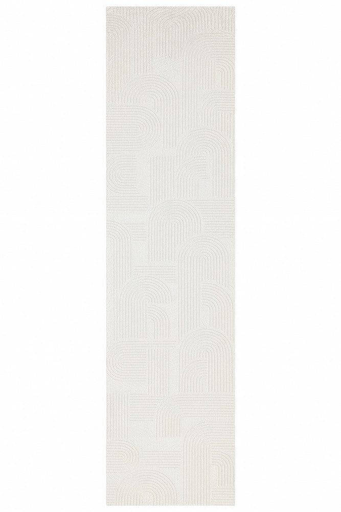 Ontario Cream Hallway Runner Rug – overhead flat lay view showing full geometric arch pattern