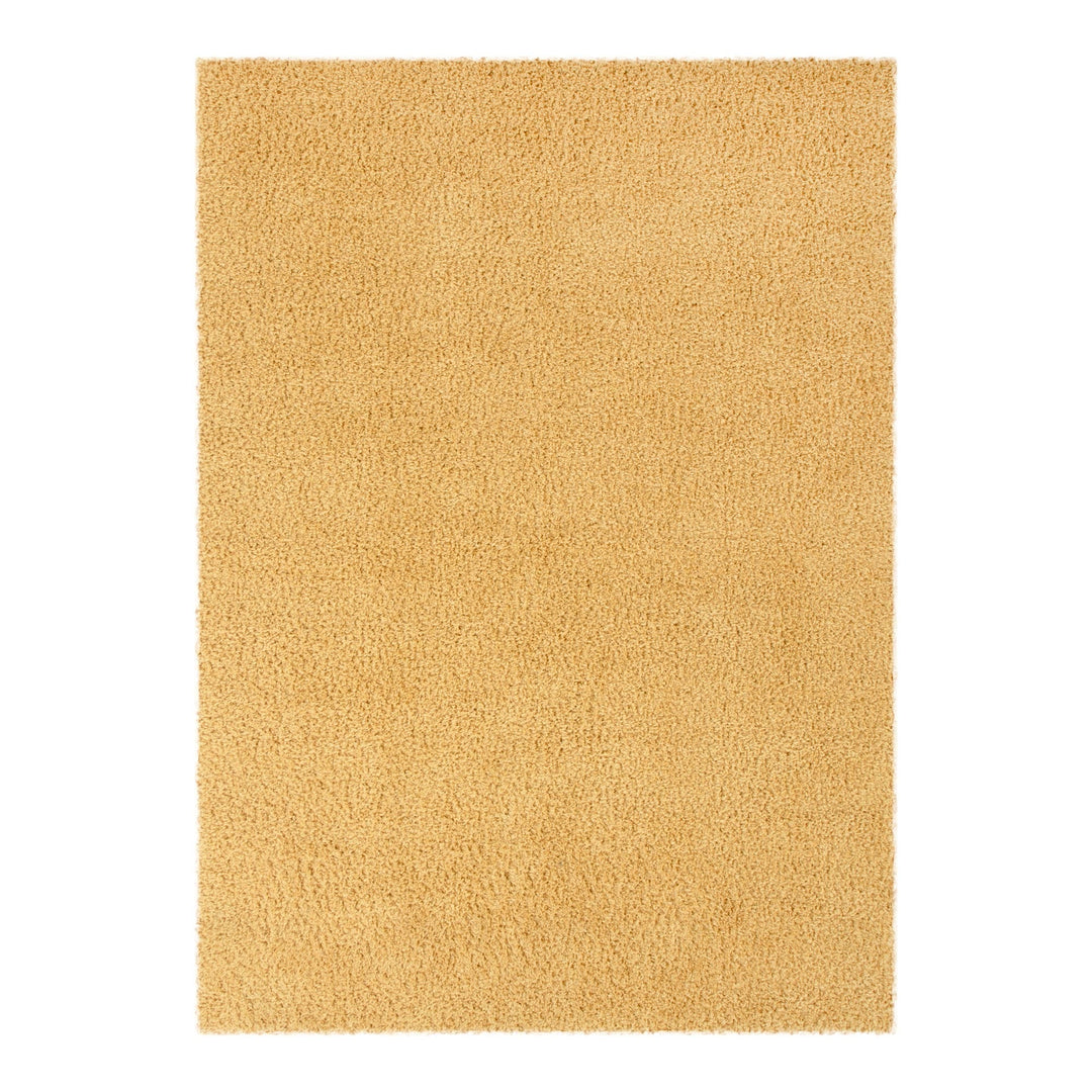 Lune Shaggy Ochre Rug — ultra-soft 40mm pile shaggy rug in warm golden ochre, by Trends Rugs Australia