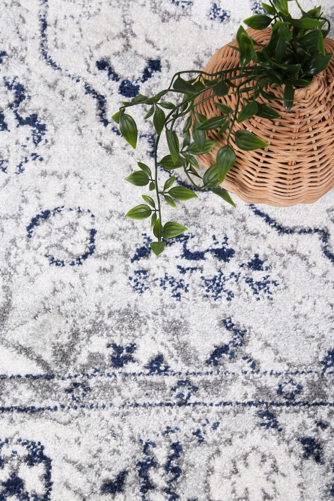 Provence Vallonnet Cream Navy Floral Rug - PROV23