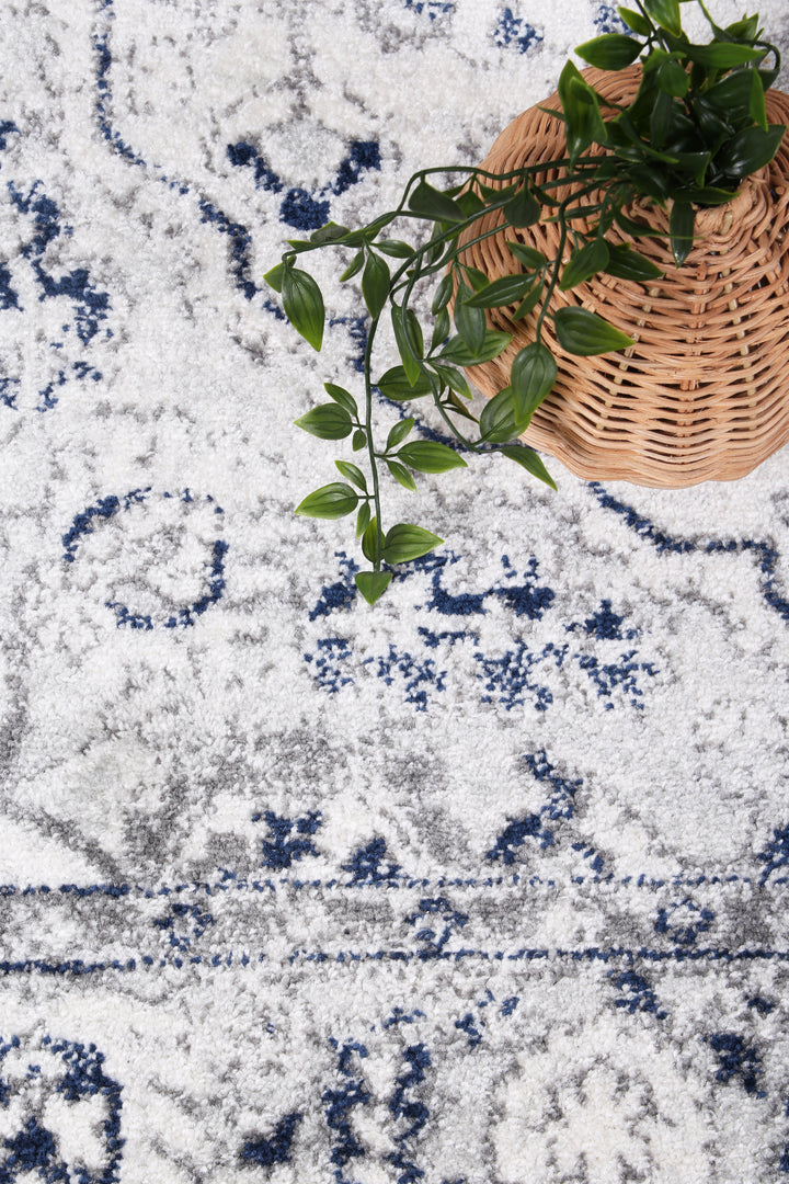 Provence Vallonnet Cream Navy Floral Rug - PROV23