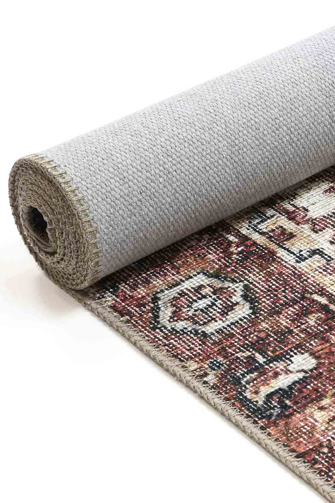 Distressed Vintage Cezanne Terracotta Area Rug - VITAL 2244-01 (with fringe)