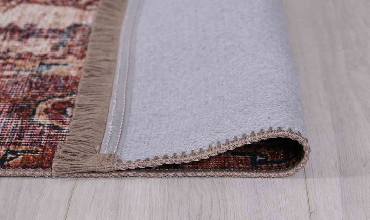 Distressed Vintage Cezanne Terracotta Area Rug - VITAL 2244-01 (with fringe)