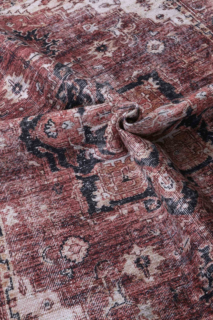 Distressed Vintage Cezanne Terracotta Area Rug - VITAL 2244-01 (with fringe)